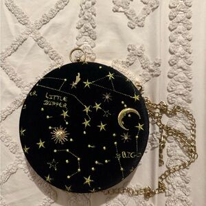 Black Celestial Embroidered Round Bag
